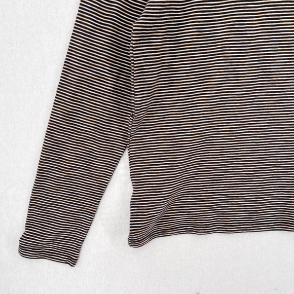 VINCE Mens Long Sleeve Shirt Large White Nightshade Slub Stripes Split Neck NWOT - Picture 8 of 14